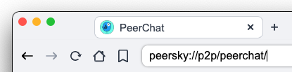 PeerSky address bar with a peersky:// URL